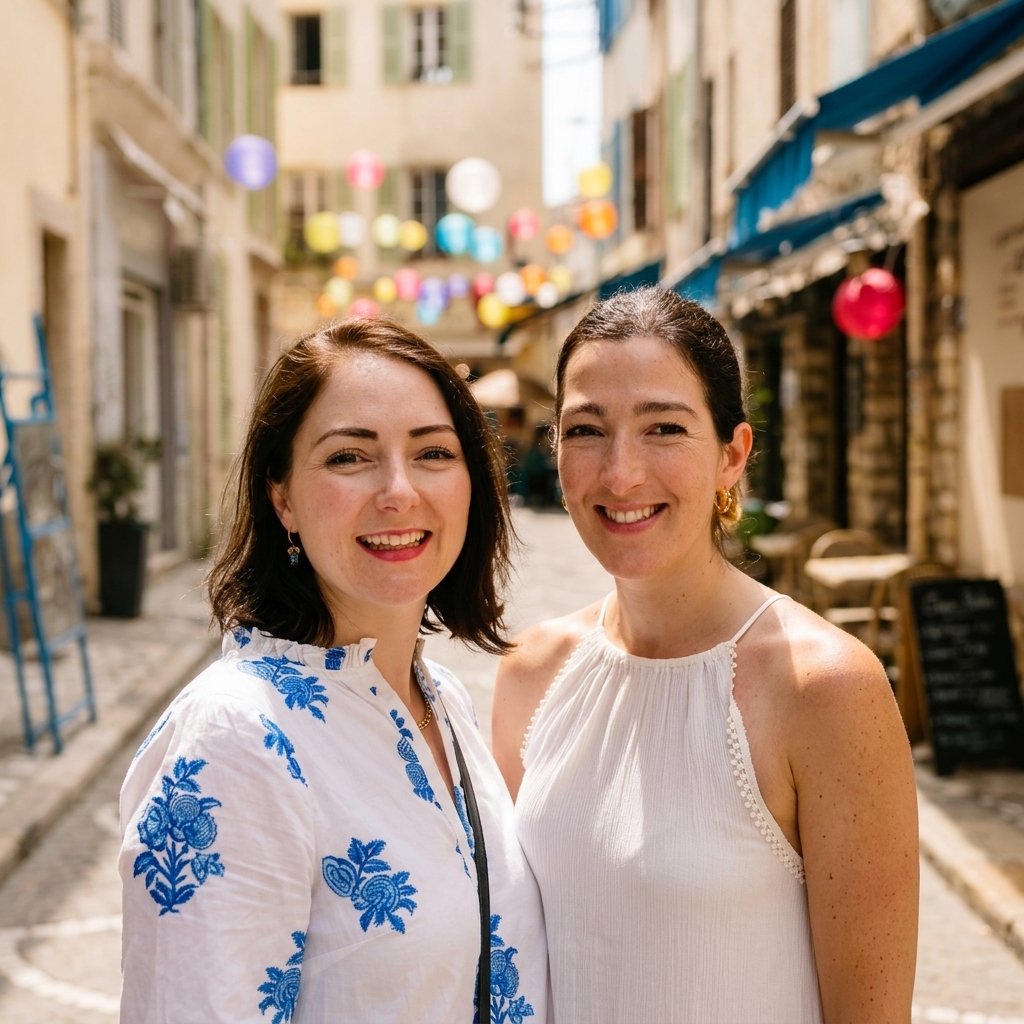 Retreat hosts Amy and Andriana in Saint-Paul-de-Vence